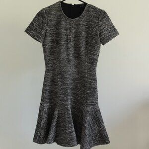 Theory Crew Neck Mini Dress Tweed Fit-and-Flare Dress, Size 0